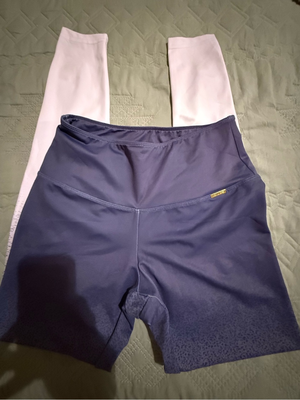 Cleo Harper Navy and Light Pink Two-Tone Leggings